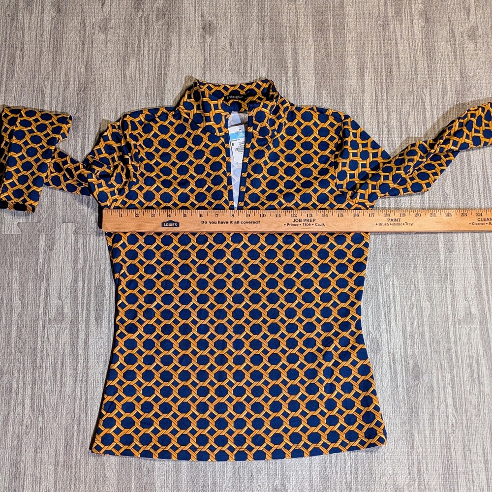 NWT Women's J. McLaughlin Bedford Quarter Zip Catalina Cloth Blue & Gold | Sz S - Picture 8 of 11